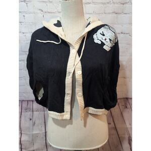 AZONA A02 Cat Cape Sweater One Size Wool Blend Hooded Ears Sequin Reversible